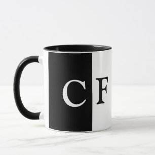 Caneca Sinais personalizados em metades pretas e brancas