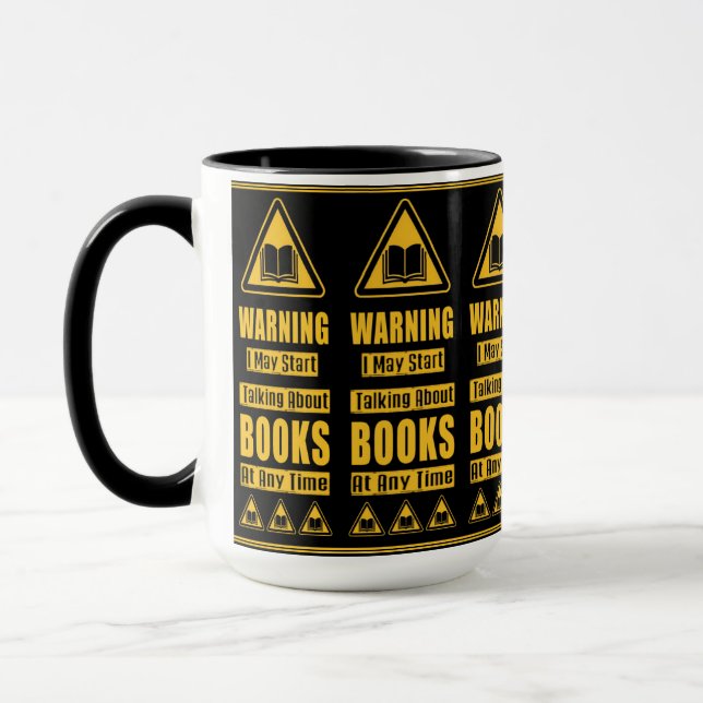 Caneca Sinal de Alerta para Amantes de Livros Amarelos (Esquerda)