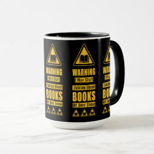 Caneca Sinal de Alerta para Amantes de Livros Amarelos