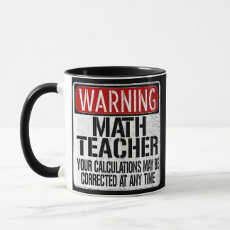Caneca Sinal de Aviso do Professor de Matemática Engraçad