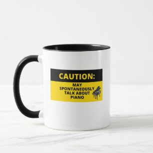 Caneca Sinal de cautela Grande Piano Humor Pianista Engra
