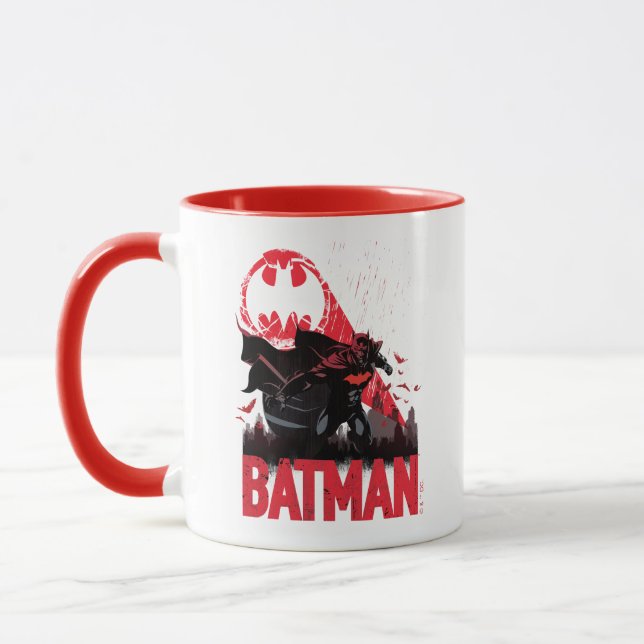 Caneca Sinal de Morcego Vermelho do Batman (Esquerda)