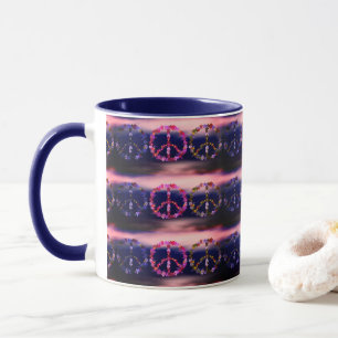 Caneca Sinal de paz com flores coloridas