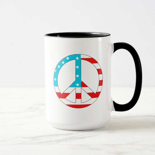 Caneca Sinal de Paz de Bandeira Americana (Direita)