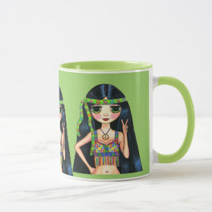 Caneca Sinal de paz de piscamento de três meninas grande