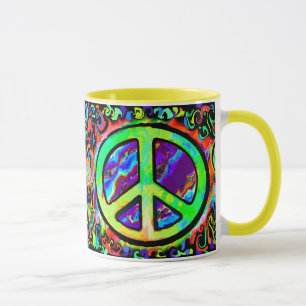 Caneca Sinal de Paz Psicodélico