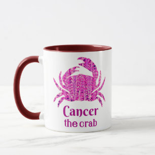 Caneca Sinal de Zodiac para Cancer em Maroon e Roxo