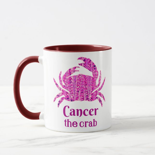 Caneca Sinal de Zodiac para Cancer em Maroon e Roxo (Esquerda)