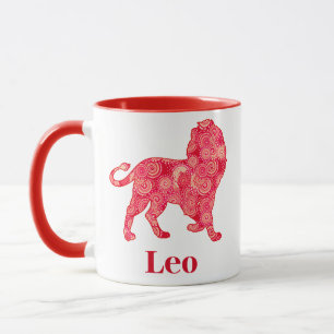 Caneca Sinal de Zodiac para Leo em um Padrão Fratural Ver