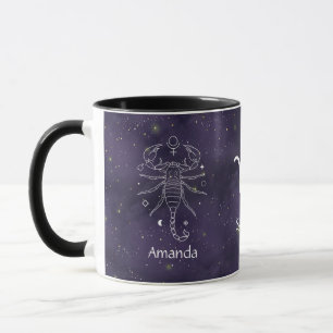 Caneca Sinal de Zodiac Scorpio Watercolor Personalizável