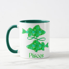 Caneca Sinal de Zodíaco para Peixes em Verde-Seafoam