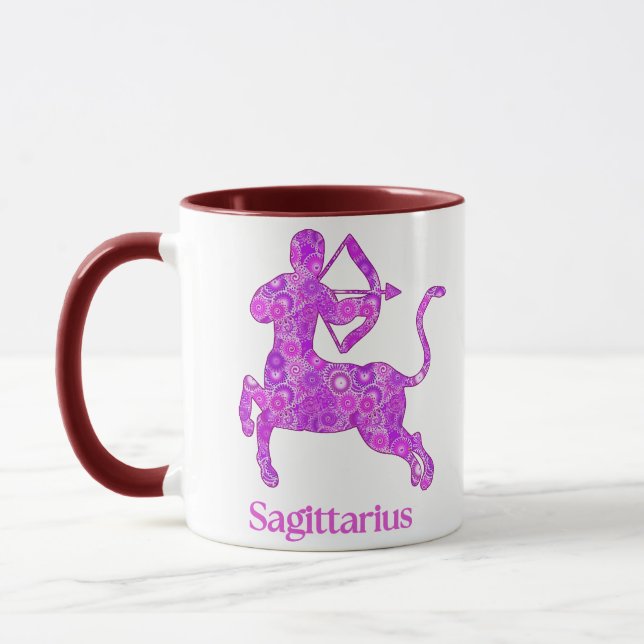 Caneca Sinal de Zodíaco para Sagitário em Ametist Roxo (Esquerda)