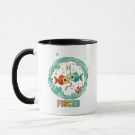 Caneca Sinal do Zodíaco Peixes Kawaii Fofo