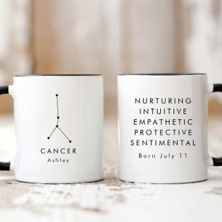 Caneca Sinal Zodiac de Cancer Minimalista Personalizado