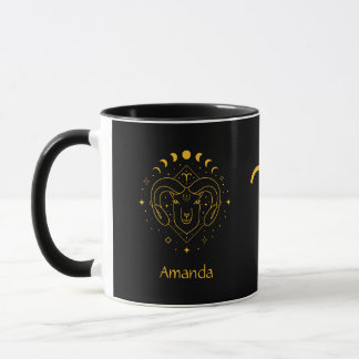 Caneca Sinal Zodiac Fala Ouro Amarelo - Mug Personalizáve