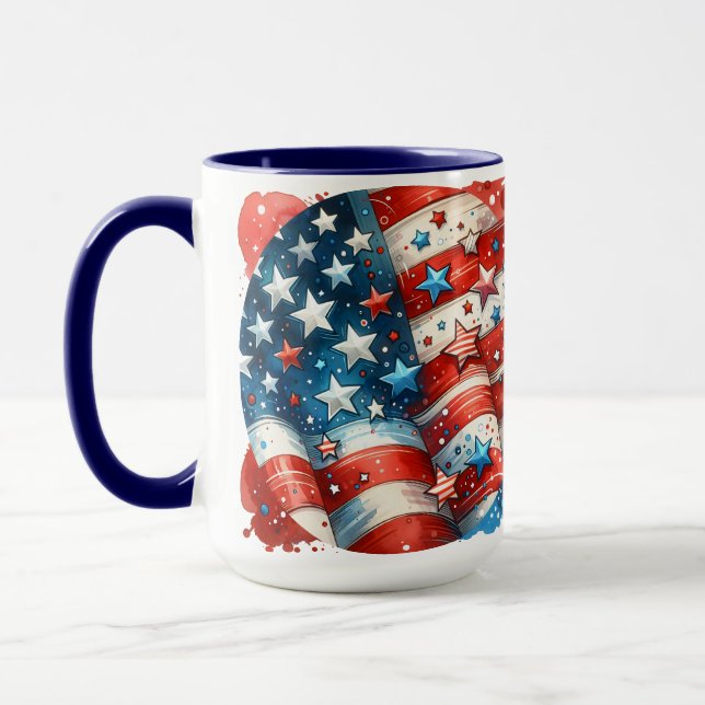 Caneca Sinalizador Abstrato-Americano Vermelho, Branco e  (Esquerda)
