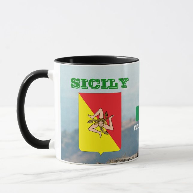 Caneca Sinalizador da Sicília e crest - Mug personalizáve (Esquerda)