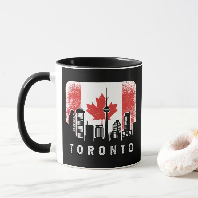 Caneca Sinalizador de Vintage no Skyline Canadá (Com Donut)