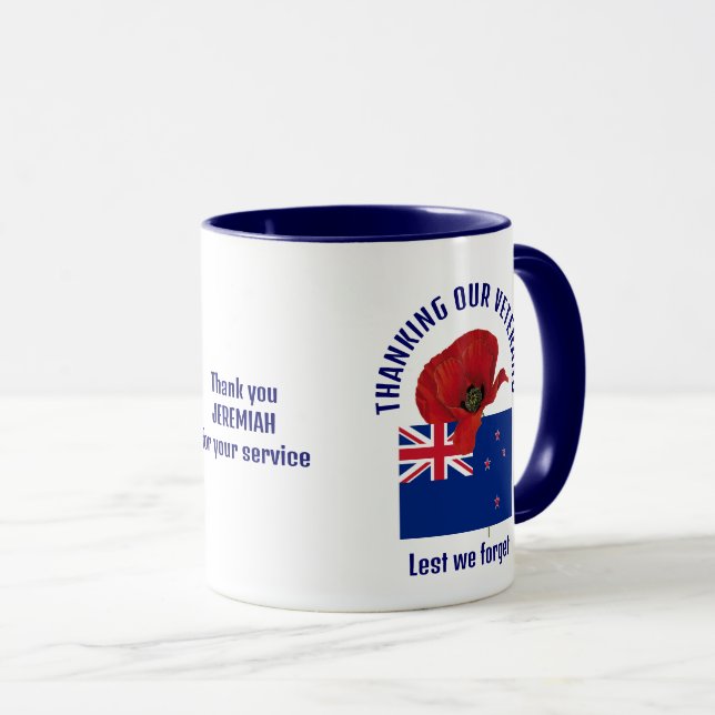 Caneca Sinalizador Nova Zelândia OBRIGADO VETERANS (Frente Esquerda)