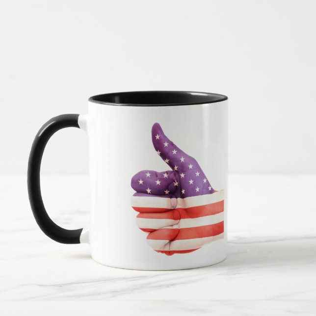 Caneca Sinalizador Patriótico Americano Colorido Mão Como (Esquerda)
