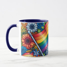 Caneca Sinalizadores de Orgulho LGBTQIA+, arco-íris, flor