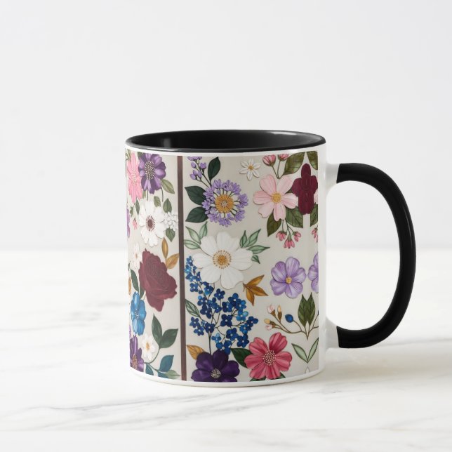 Caneca Sinfonia Floral Vibrante em Tons de Joia (Direita)