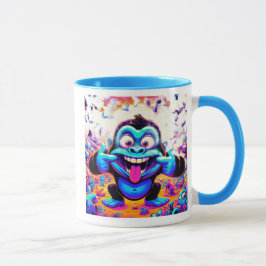 Caneca Singe excentrique et coloré.