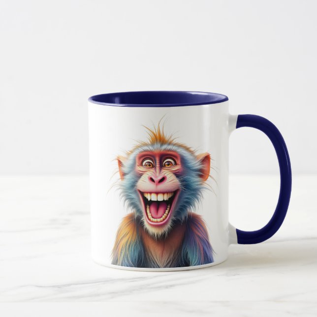 Caneca Singe rigolo au sourire éclatant. (Direita)