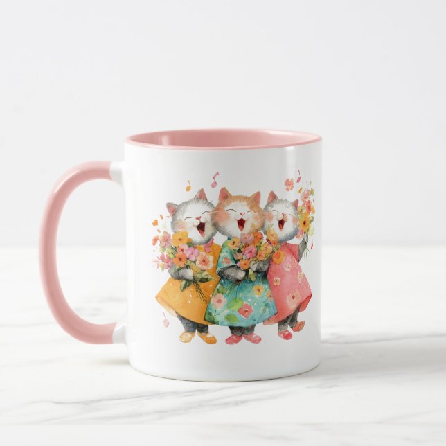 Caneca Singing Cats Holding Bouquets (Esquerda)