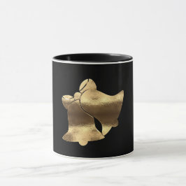 Caneca Sinos de Natal Black and Dourado Fesory Elegant Mu