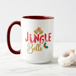 Caneca Sinos de Natal e Alegria de Natal com Azevinho