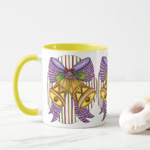 Caneca Sinos de Natal Fofo com Fita e Laço