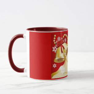 Caneca Sinos Dourados de Natal decorativos