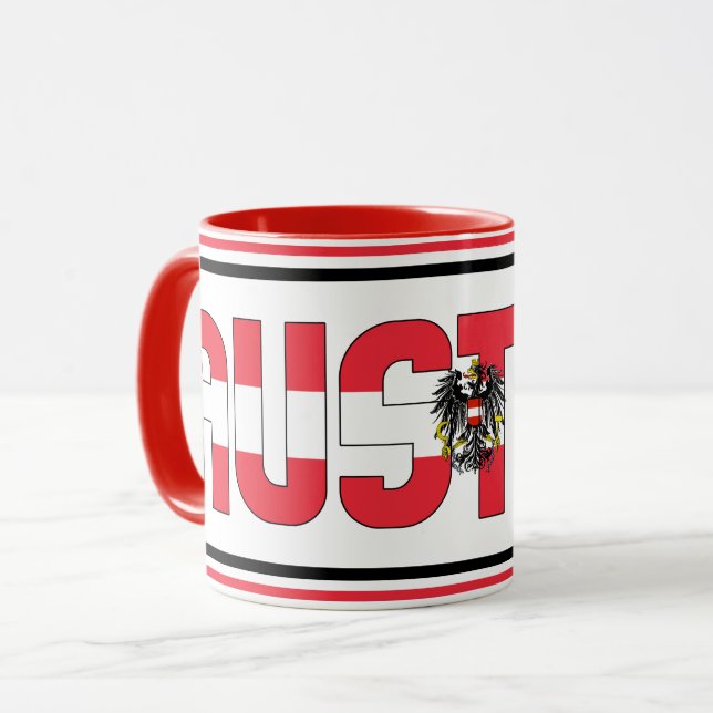 Caneca Sippin' com café Patriótico da Áustria (Frente Esquerda)