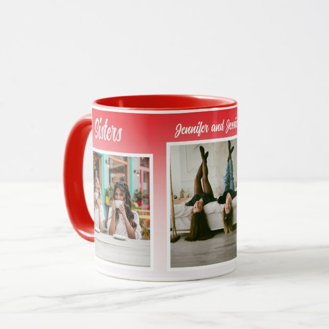 Caneca Sisters Photo Collage with Names, Best Therapy (Frente Esquerda)