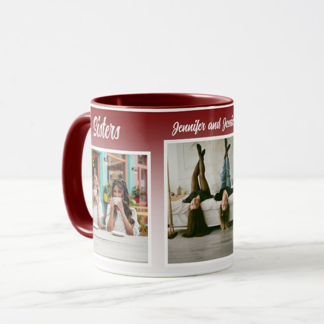 Caneca Sisters Photo Collage with Names, Best Therapy (Frente Esquerda)