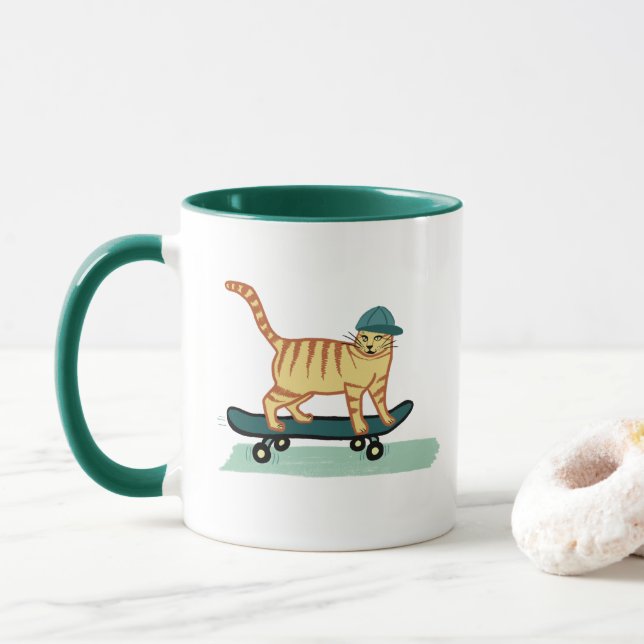 Caneca Skate Tabby Cat (Com Donut)