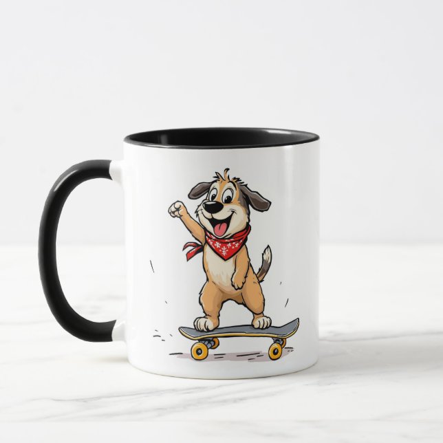 Caneca Skateboard Dog Mug - presente divertido e divertid (Esquerda)