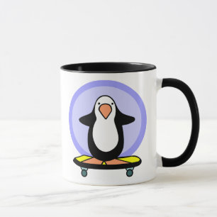 Caneca Skateboarder Penguin Skateboard Divertido