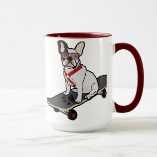 Caneca Skateboarding do buldogue francês
