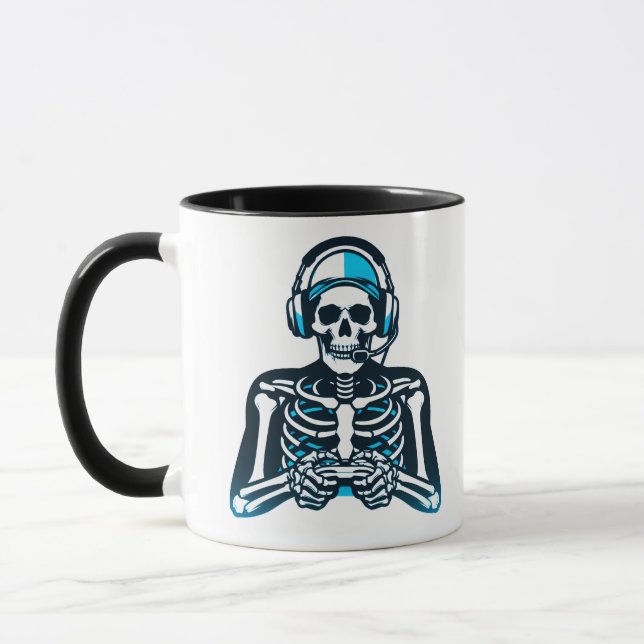 Caneca Skeleton Gamer Skull - Controlador de headset de j (Esquerda)