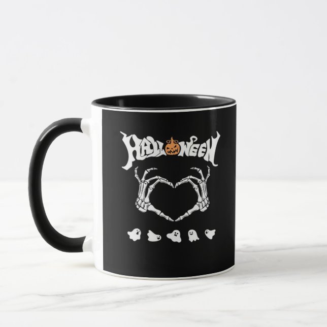 Caneca Skeleton Hand Com, Design Halloween (Esquerda)