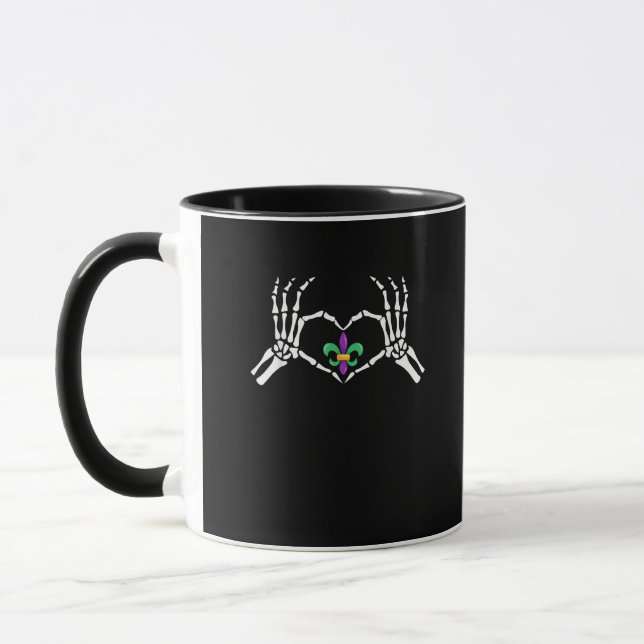 Caneca Skeleton Hand Heart Mardi Gras (Esquerda)