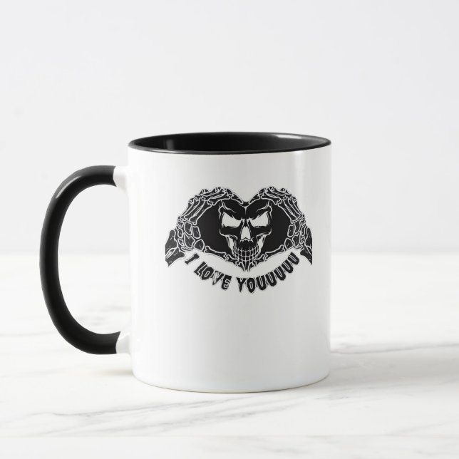 Caneca Skeleton Hands Skull, Design Halloween Para Backgr (Esquerda)