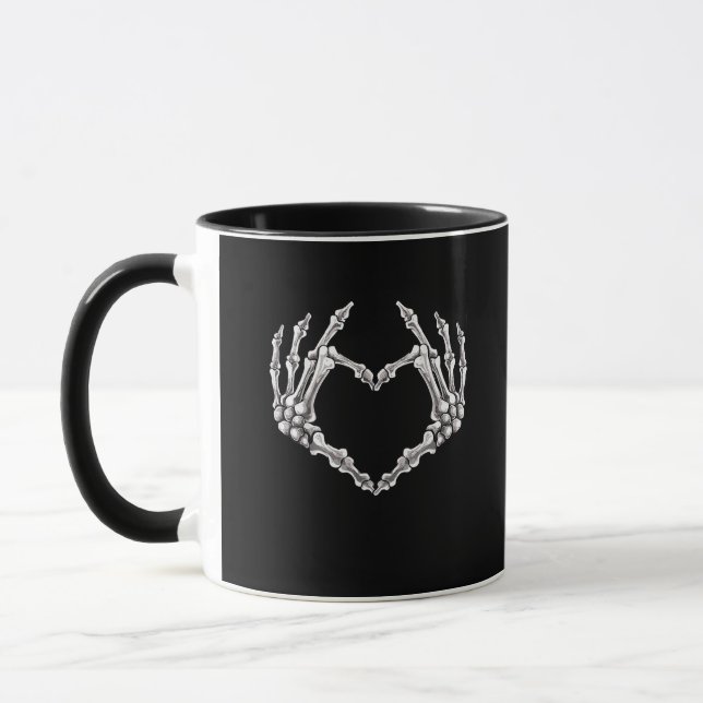 Caneca Skeleton Heart And Hands Gothic Halloween Costume (Esquerda)