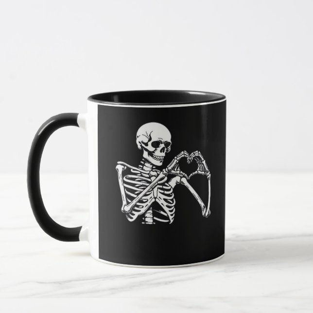 Caneca Skeleton Heart Hands Sinal Halloween Costume Trend (Esquerda)