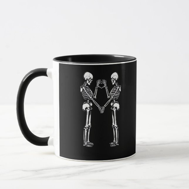 Caneca Skeleton Heart Mãos - Sinal de Halloween Costume (Esquerda)