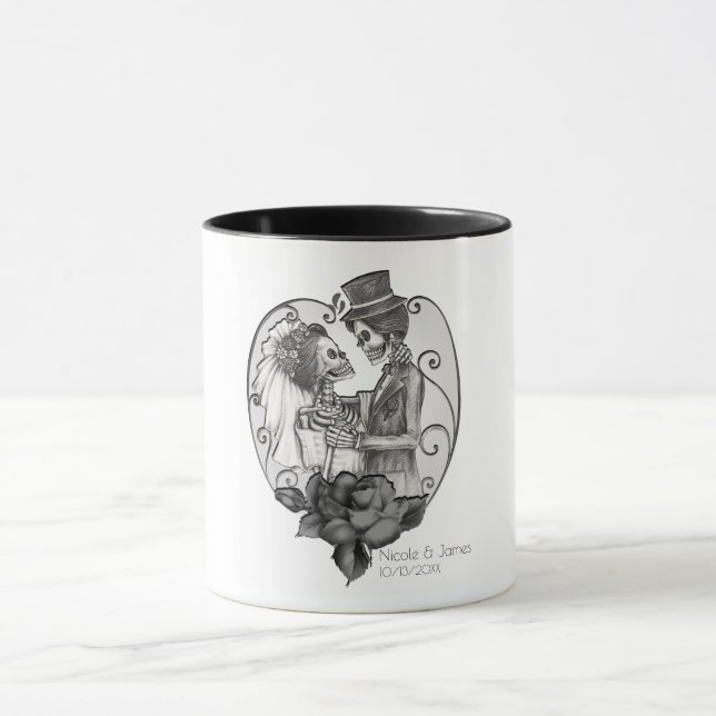 Caneca Skeleton Love Casal Dance Gothic Weding (Centro)