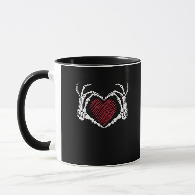 Caneca Skeleton - Sinal de Coração Mão - Trending Hallowe (Esquerda)