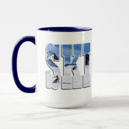 Caneca SKI - Desenho de Esportes de Inverno na Montanha
